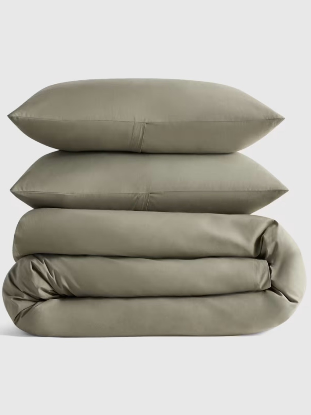 Organic Crisp Percale Duvet Cover Set King / cal king green dried sage